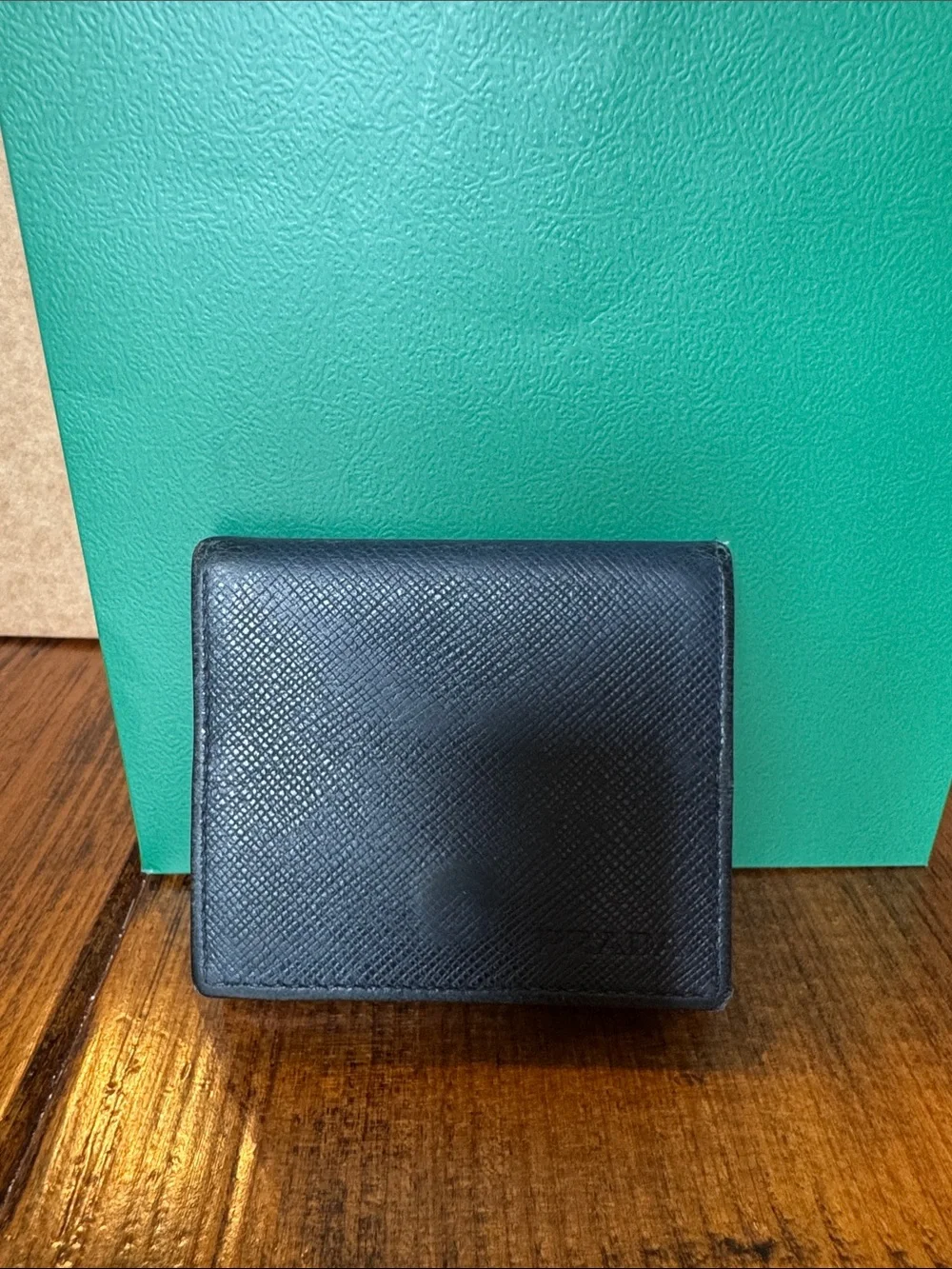 Prada Black Saffiano Leather snap pouch